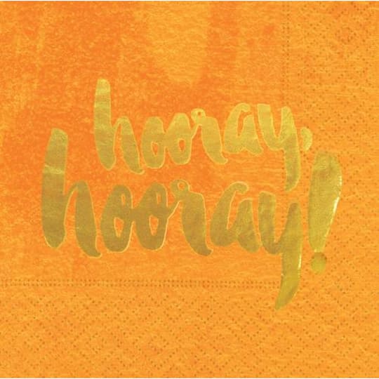 JAM Paper Orange Hooray Cocktail Napkins, 40ct.